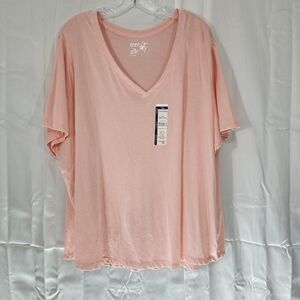 Terra & Sky Size 4X Women's Pink V-Neck Top